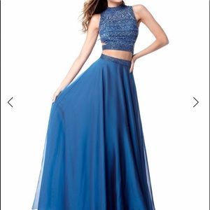 Sherri Hill royal Two-Piece prom Dress royal blue